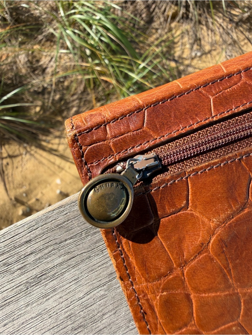 Vintage Ghurka Cognac Croc-Embossed Leather Continental Envelope Wallet - Picture 8 of 13